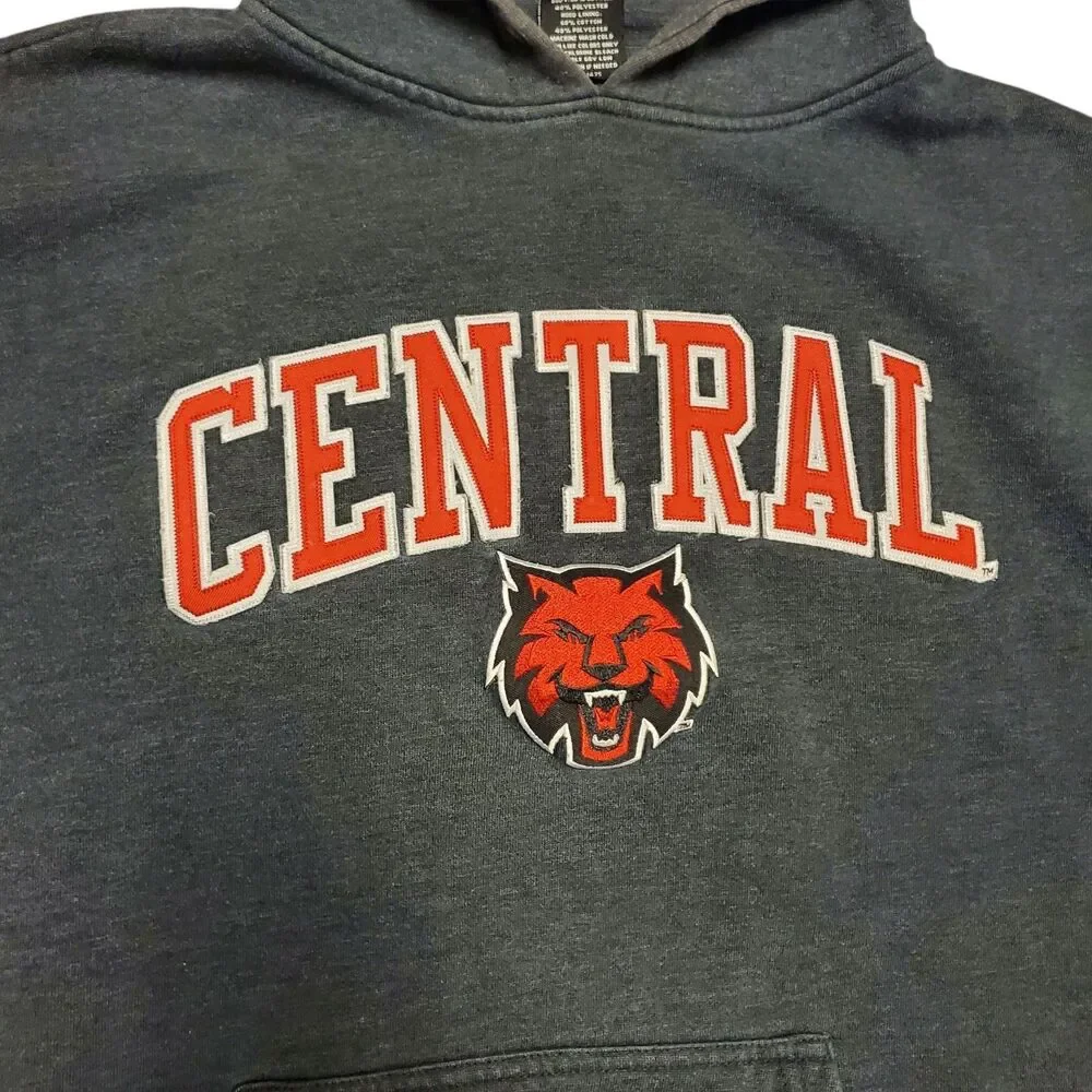 CENTRAL WASHINGTON WILDCATS Sweater Adult XL Gray CWU Spell Out Pullover Hoodie